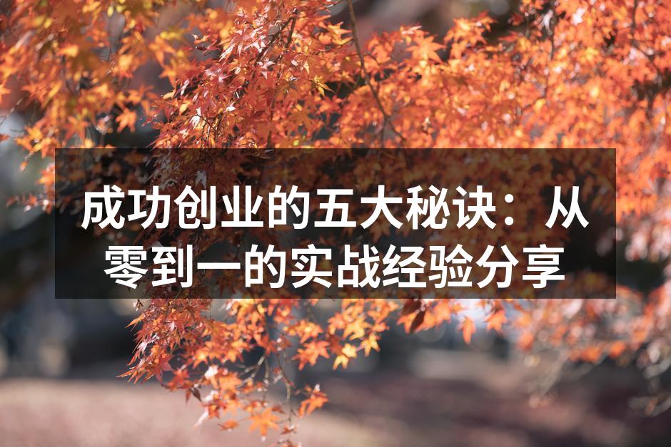 成功创业的五大秘诀：从零到一的实战经验分享